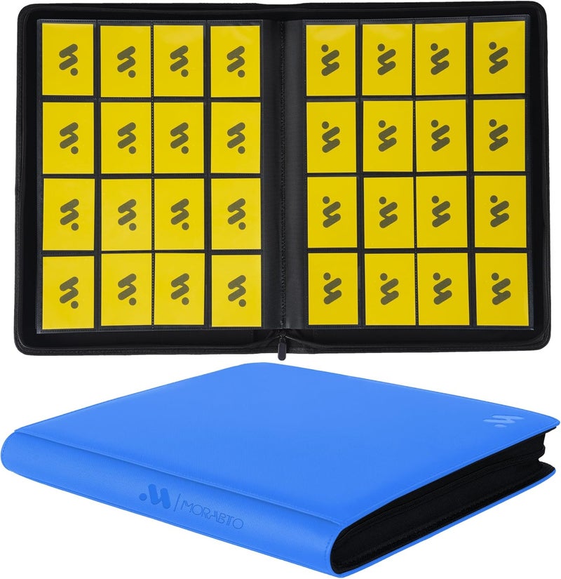 MORABTO Card Binder 16 Pocket,Trading Card Binder Holds up to 1408 Cards with 44 Sleeves,Zipper Card Holder Album Compatible with TCG Card/Game Cards/Sports Card-Light blue - Image 1